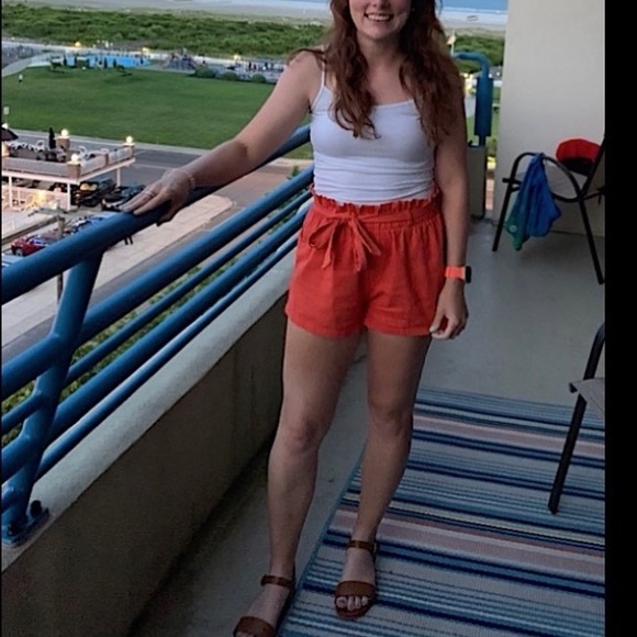 Active USA orange shorts with front bow - Picture 2 of 4